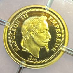 Medaille Or - Réplique 100 Francs 1869 Napoléon III - 0,5g 0,585 - FDC