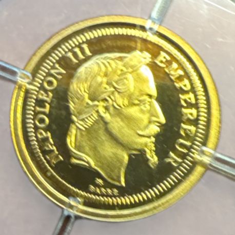 Medaille Or - Réplique 100 Francs 1869 Napoléon III - 0,5g 0,585 - FDC