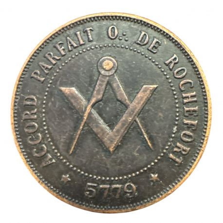 Jeton maçonnique - Orient de Rochefort - Accord parfait - cuivre - 5779