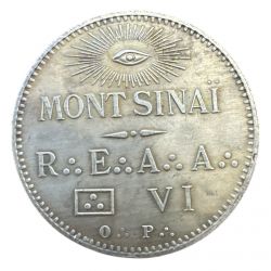 Jeton maçonnique - Le mont sinai - laiton argenté - TTB+