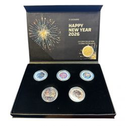 Coffret Nouvel an - 5 Pièces 2 Euro couleur - Happy new year 2026 