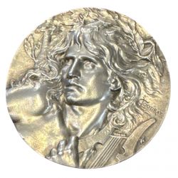 Médaille - Orphée - Joueur de lyre - argent 167g - 68mm - Coudray - TTB+