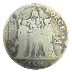 5 Francs Union et Force - AN 4 A Paris - B