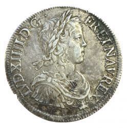 Louis XIV - Écu à la mèche longue - 1646 H La Rochelle - TB+