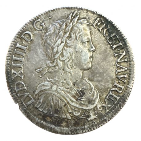 Louis XIV - Écu à la mèche longue - 1646 H La Rochelle - TB+