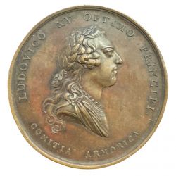 Médaille - Louis XV - Victoire sur les anglais des milices bretonnes - 1758 - bronze 63mm - TTB+