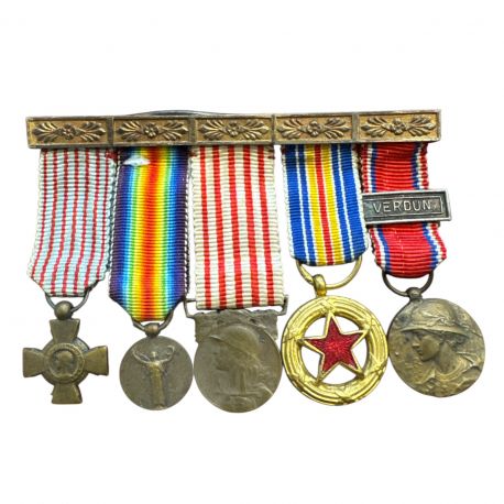 Barette 5 Décorations - Taille réduction - 1ère guerre mondiale - WWI