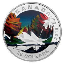 Canada - 20 Dollars 2016 - La feuille d'érable - art et géométrie - argent 31,83g