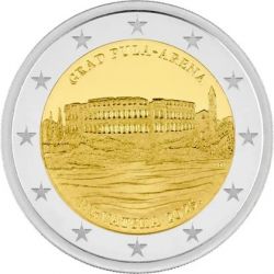 Croatie - 2 Euro 2025 - ville de Pula en Istrie, et son amphithéâtre romain
