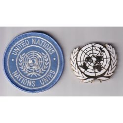 Insigne de Béret ONU + Badge tissu 