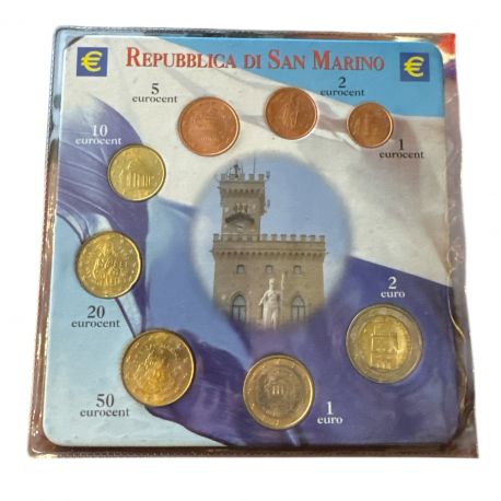 St Marin - Série 8 pièces - 1 cent à 2 euro - années mélangées - 2006/2007