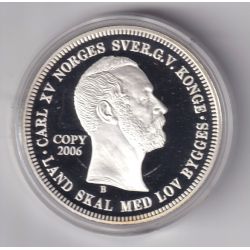 Médaille - Réplique 1 Spécieuse Daler 1861 - Charles XV - cuivre argenté - 40mm - flan bruni