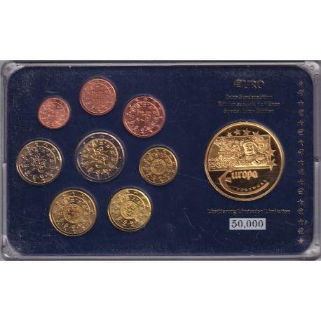 Portugal - Coffret 8 Monnaies - 1 Cent à 2 euro années mélangées + Médaille Europa 2003 Billet 20 escudos