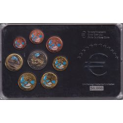 Finlande - Coffret 8 Monnaies - 1 Cent à 2 euro colorées - années mélangées -  50.000 ex