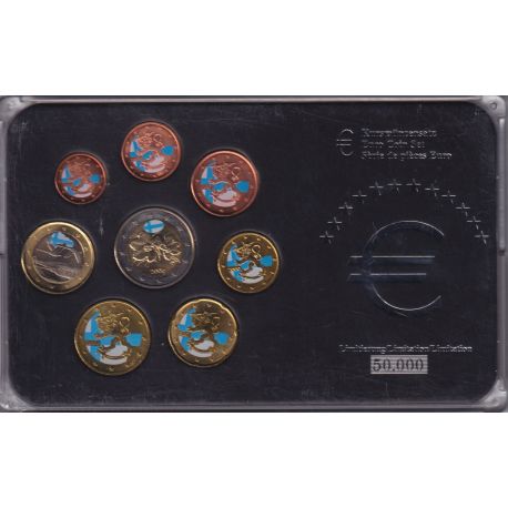 Finlande - Coffret 8 Monnaies - 1 Cent à 2 euro colorées - années mélangées -  50.000 ex