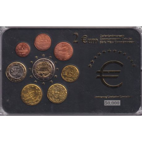 Grèce - Coffret 8 Monnaies - 1 Cent à 2 Euro années mélangées - comprenant 2€ commemo 2007 - 50.000 ex