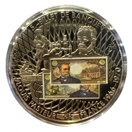 Médaille - 5 Francs pasteur - En mémoire d'une monnaie - maillechort - 50mm - Flan bruni