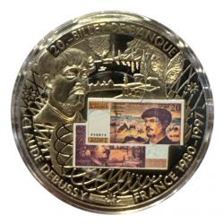 Médaille - 20 Francs Debussy - En mémoire d'une monnaie - maillechort - 50mm - Flan bruni