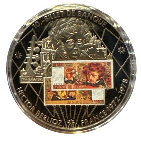 Médaille - 10 Francs Berlioz - En mémoire d'une monnaie - maillechort - 50mm - Flan bruni