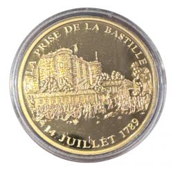 Médaille - Prise de la bastille - 14 juillet 1789 - Histoire de France - cuivre doré - 40mm  - Flan bruni