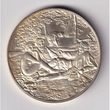 Médaille - Le déjeuner sur l'herbe - 1863 Edouard Manet - Les 100 plus grands chefs-d'oeuvre - argent 65g 0,800 - 50,5mm - SUP