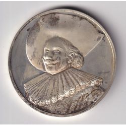 Médaille - Le cavalier rieur - 1624 Frans Hals - Les 100 plus grands chefs-d'oeuvre - argent 65g 0,800 - 50,5mm - SUP