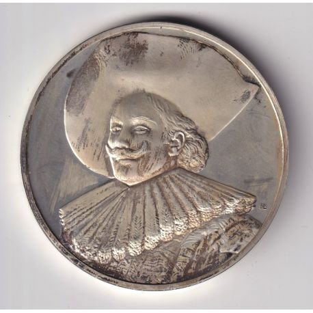 Médaille - Le cavalier rieur - 1624 Frans Hals - Les 100 plus grands chefs-d'oeuvre - argent 65g 0,800 - 50,5mm - SUP
