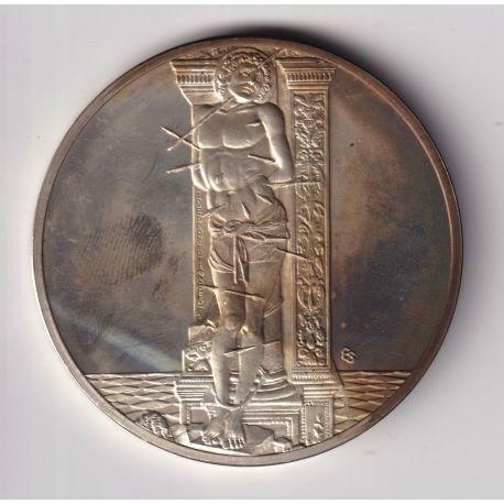 Médaille - Saint sebastien - 1455-1460 - Andrea Mantegna - Les 100 plus grands chefs-d'oeuvre - argent 65g 0,800 - 50,5mm - SUP