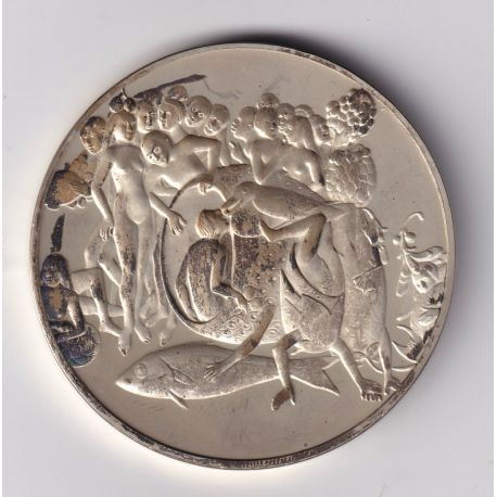 Médaille - Le jardin des délices - 1500 - Hieronymus Bosch - Les 100 plus grands chefs-d'oeuvre - argent 65g 0,800 - 50,5mm - SU