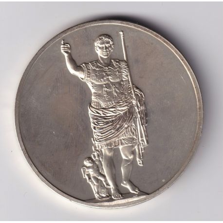 Médaille - Auguste de Prima Porta - 20 av JC - Romain - Les 100 plus grands chefs-d'oeuvre - argent 65g 0,800 - 50,5mm - SUP