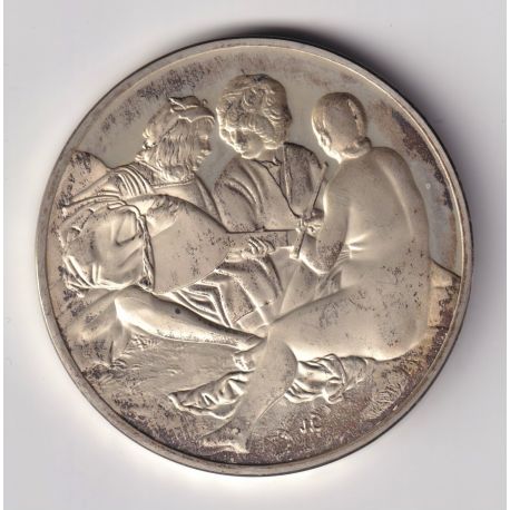 Médaille - Concert pastoral - 1510 - Giorgone - Les 100 plus grands chefs-d'oeuvre - argent 65g 0,800 - 50,5mm - SUP