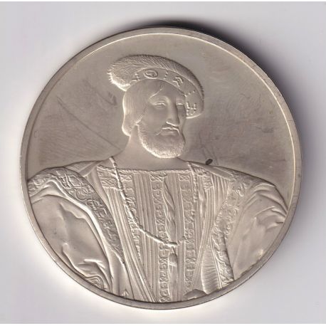 Médaille - Portrait François 1er - 1524 - Jean Clouet - Les 100 plus grands chefs-d'oeuvre - argent 65g 0,800 - 50,5mm - SUP