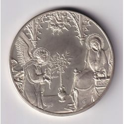 Médaille - L'annonciation - 1333 - Simone Martini - Les 100 plus grands chefs-d'oeuvre - argent 65g 0,800 - 50,5mm - SUP