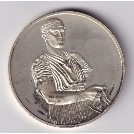 Médaille - L'aurige de Delphes - 470 av JC - Grec - Les 100 plus grands chefs-d'oeuvre - argent 65g 0,800 - 50,5mm - SUP