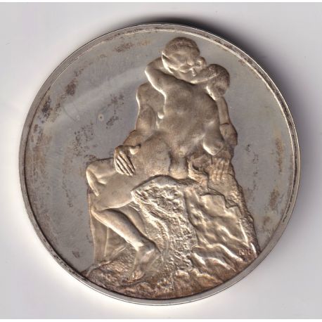 Médaille - Le Baiser - 1886-1898 - Auguste Rodin - Les 100 plus grands chefs-d'oeuvre - argent 65g 0,800 - 50,5mm - SUP