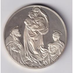 Médaille - La madone sixtine - 1513-1514 - Raphael - Les 100 plus grands chefs-d'oeuvre - argent 65g 0,800 - 50,5mm - SUP