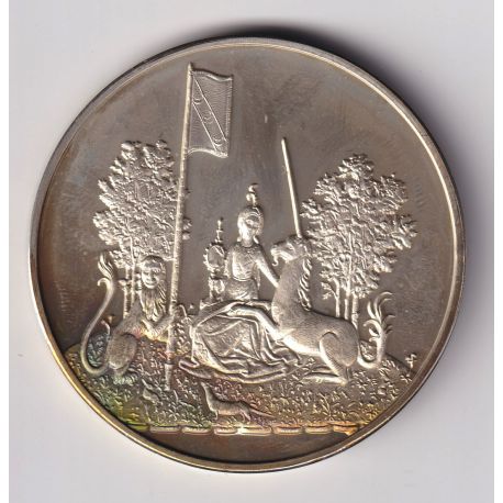 Médaille - La dame à la licorne - 1490-1500 - anonyme - Les 100 plus grands chefs-d'oeuvre - argent 65g 0,800 - 50,5mm - SUP