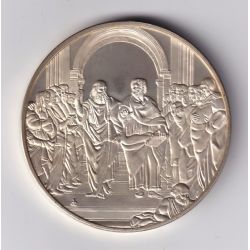Médaille - L'école d'Athènes - 1510-1511 - Raphael - Les 100 plus grands chefs-d'oeuvre - argent 65g 0,800 - 50,5mm - SUP