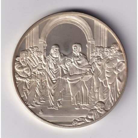 Médaille - L'école d'Athènes - 1510-1511 - Raphael - Les 100 plus grands chefs-d'oeuvre - argent 65g 0,800 - 50,5mm - SUP