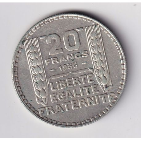 20 Francs Turin - 1933 - rameaux courts - TTB