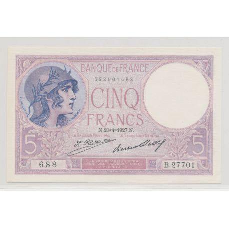 5 Francs Violet - 20.04.1927