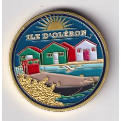 Medaille - Ile d'Oléron la carte et les cabanes - en couleur