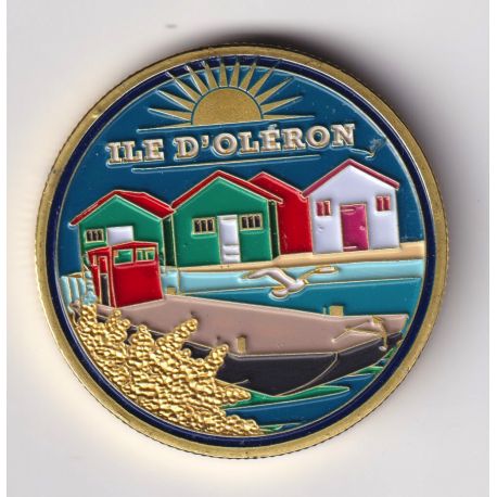 Medaille - Ile d'Oléron la carte et les cabanes - en couleur