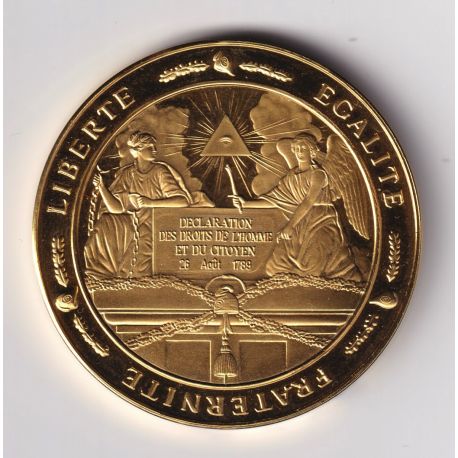 Médaille - Déclaration des droits de l'homme - 26 aout 1789 - Révolution Française - argent doré 24 carats - 44,5mm