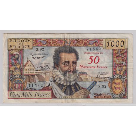 50NF/5000f Henri IV - 30.10.1958 - TTB