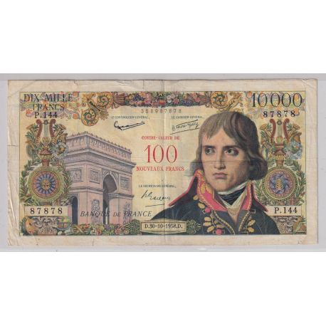 100NF/10000 Francs Bonaparte - 30.10.1958 - P.144 - TB