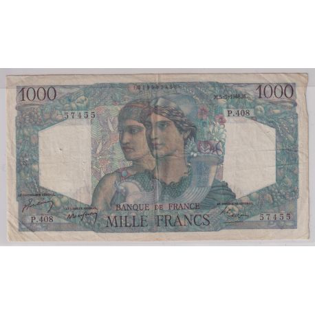 1000 Francs Minerve et hercule - 5.05.1948 - TTB