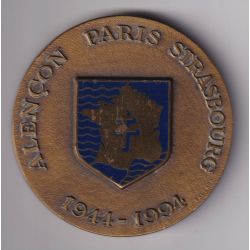 Médaille - 50 ans de la libération - 1944-1994 - Alençon Paris Strasbourg - bronze - 71mm