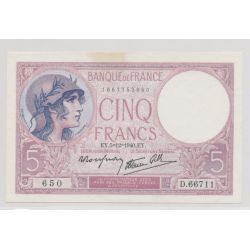 5 francs Violet - 5.12.1940