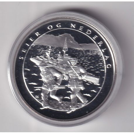 Médaille - Norvège 1 krig 1940-1945 - N°4 Seier og nederlag - argent 20g 0,999 - 39mm - FDC